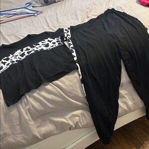 Black and White Animal Print Lounge Set